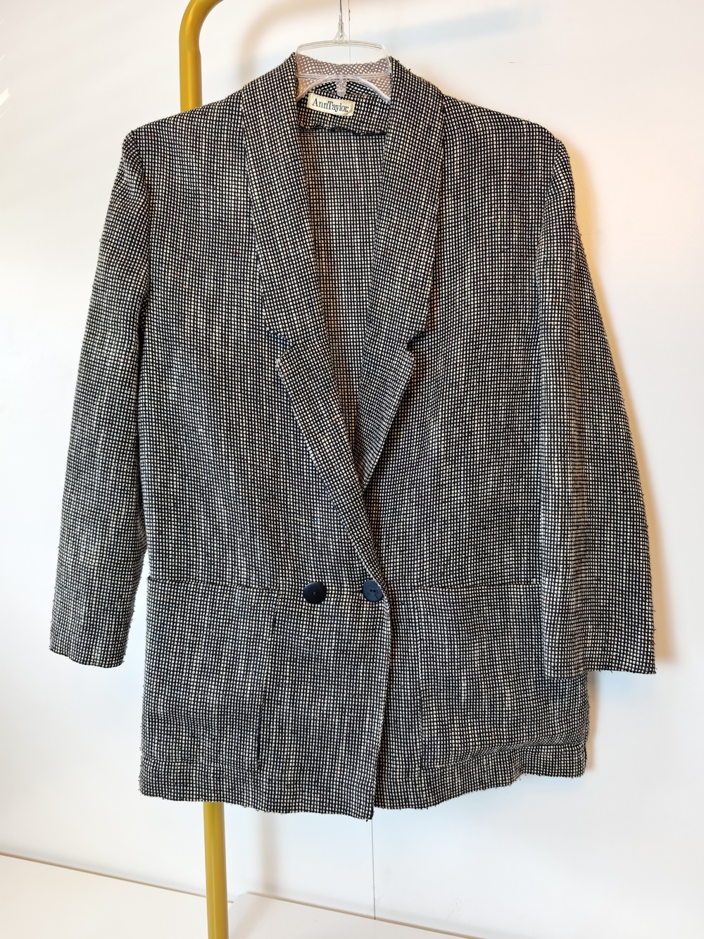 Vintage 70s Union Made Ann Taylor Black & White Patterned Women's Blazer